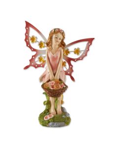 PINK FAIRY SOLAR GARDEN STATUE